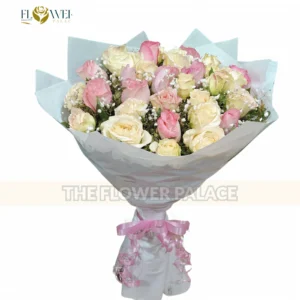Pure Passion - Red & White Rose Hand-Tied Bouquet