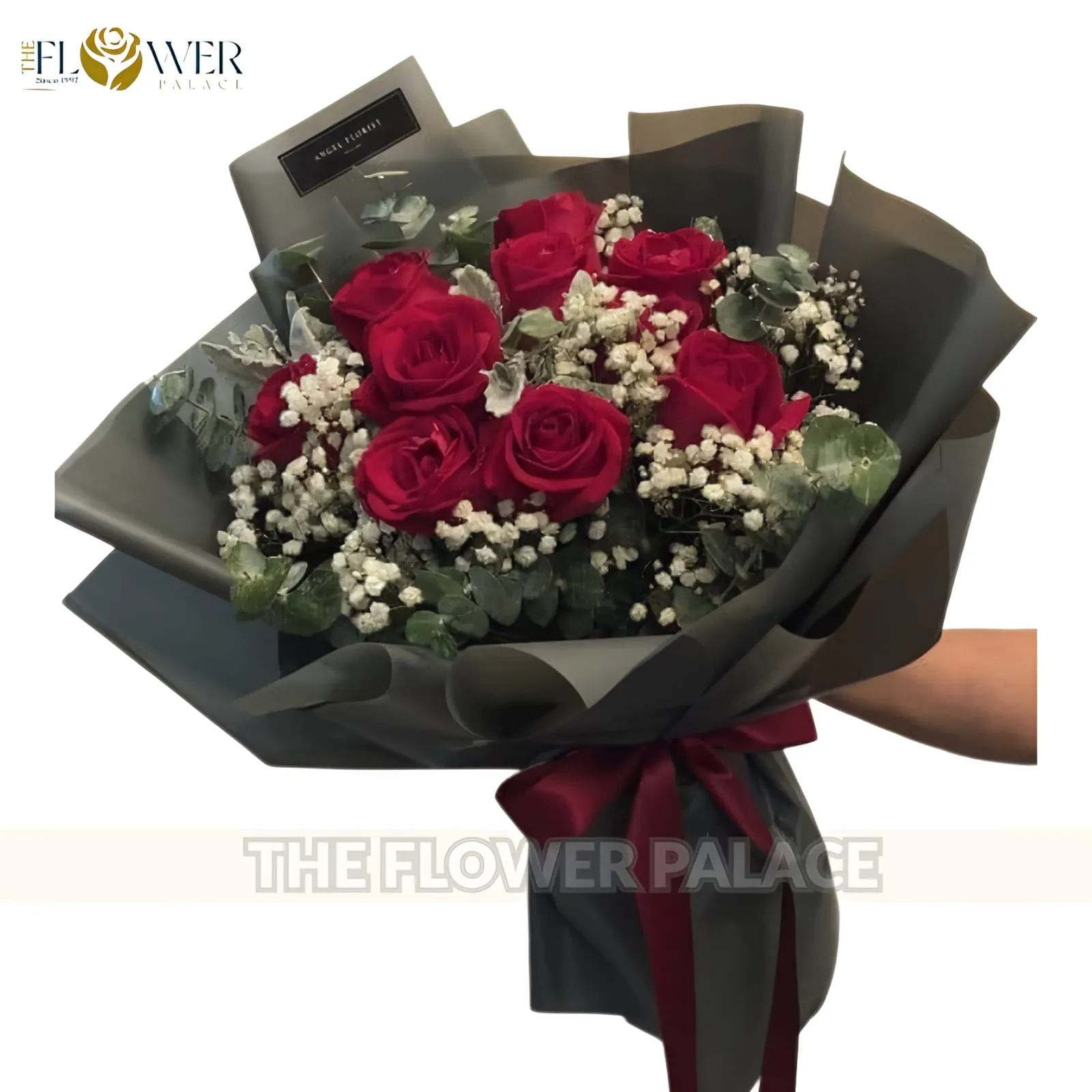 Crimson Mist - Premium Red Rose & Baby's Breath Bouquet