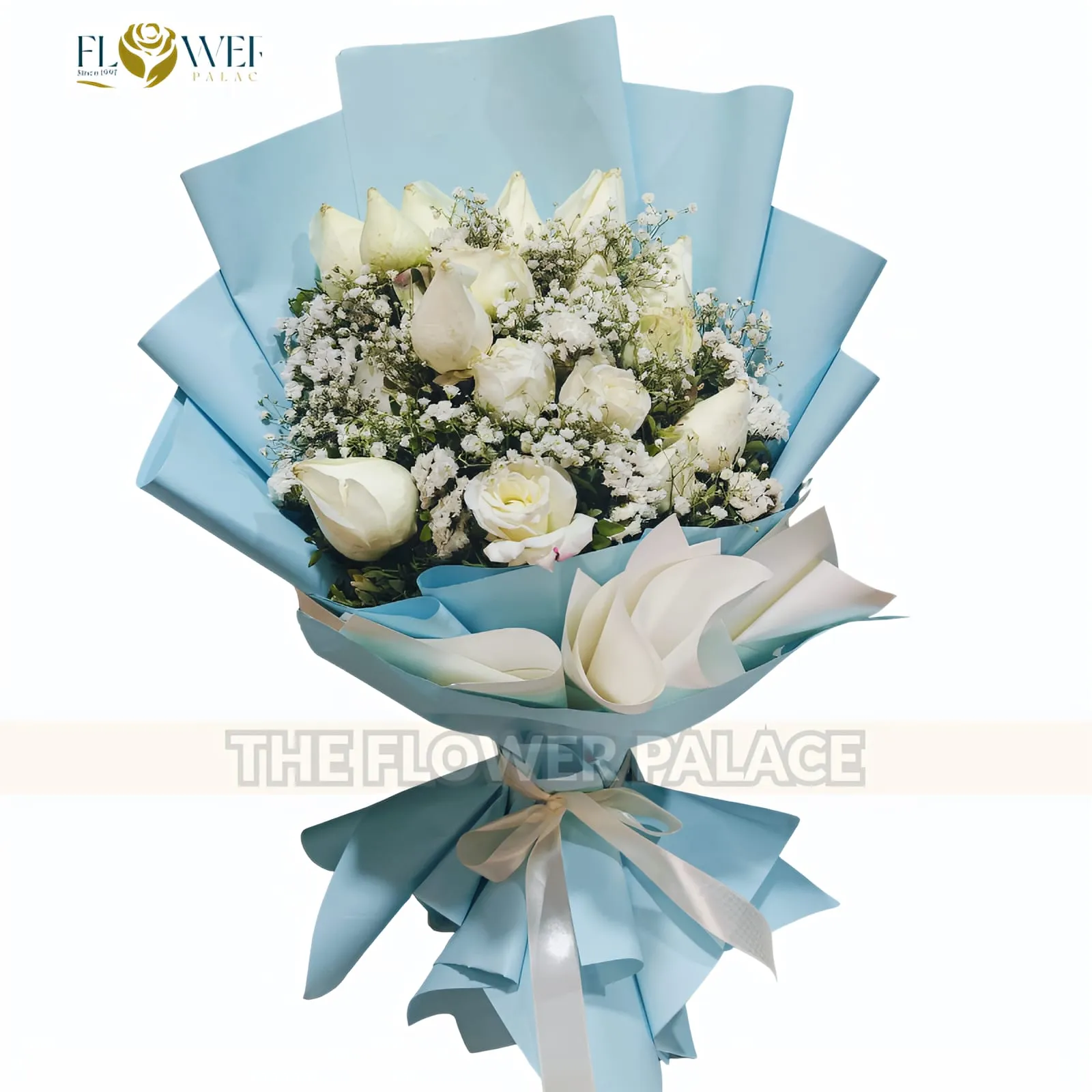 White Elegance - Premium Fresh White Rose Bouquet