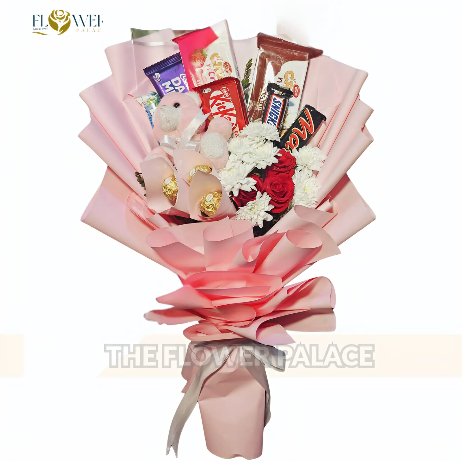 Sweetest Sympathy - Rose, Mum & Chocolate Combo Bouquet