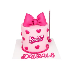 Pink Bow Doll Theme Cake