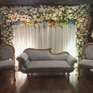 Ivory & Gold Floral Backlit Wedding Stage