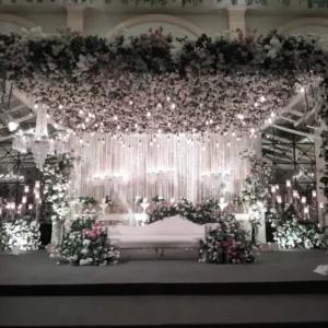 Blush Floral Canopy Wedding Stage Setup