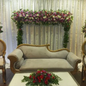 Purple & Red Floral Arch Wedding Stage
