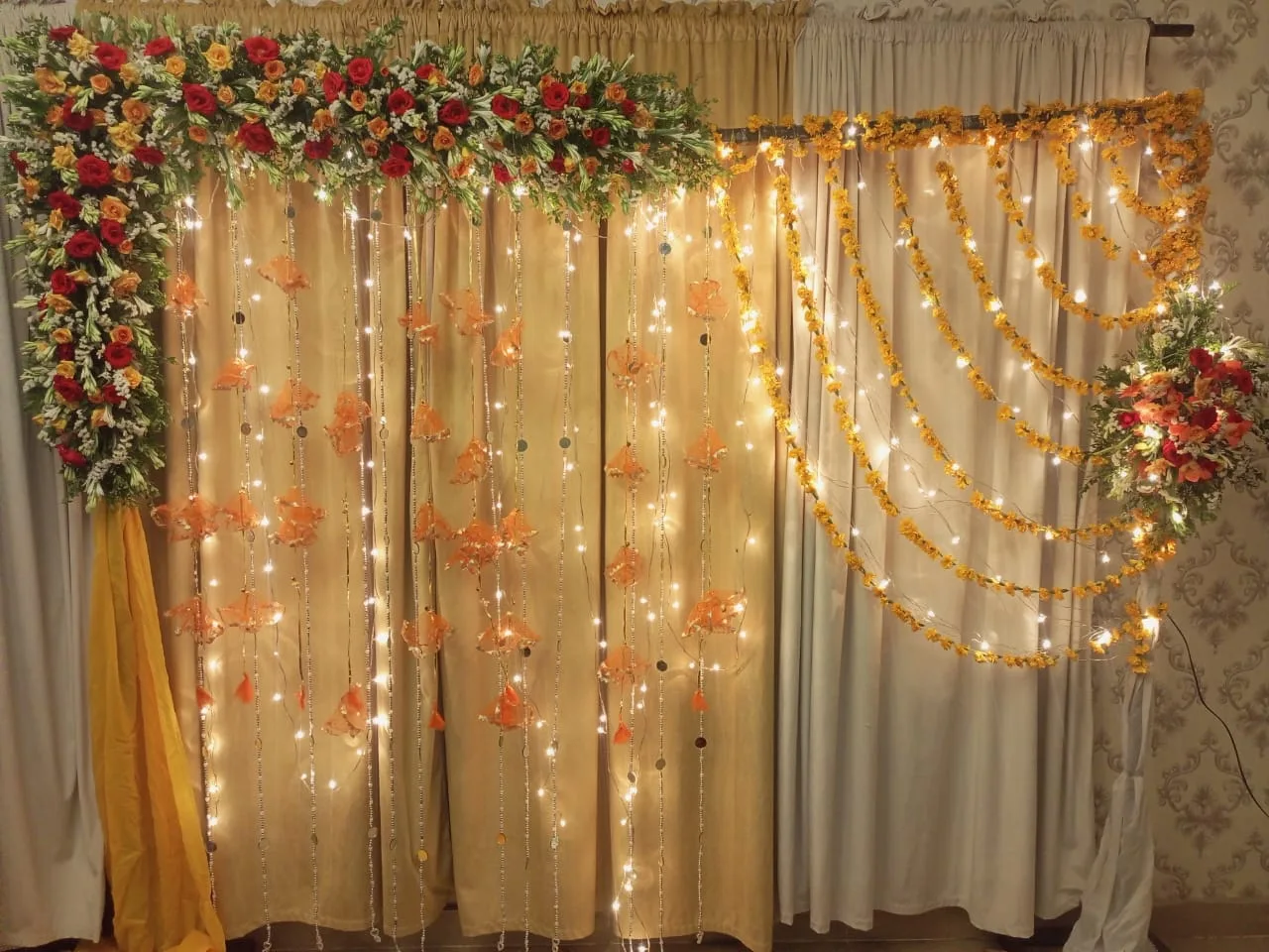 Marigold Mehndi Backdrop Setup