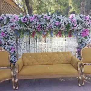 Mustard Velvet Outdoor Wedding Stage