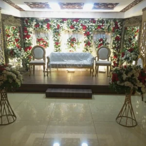 Red & White Mirror Panel Wedding Stage
